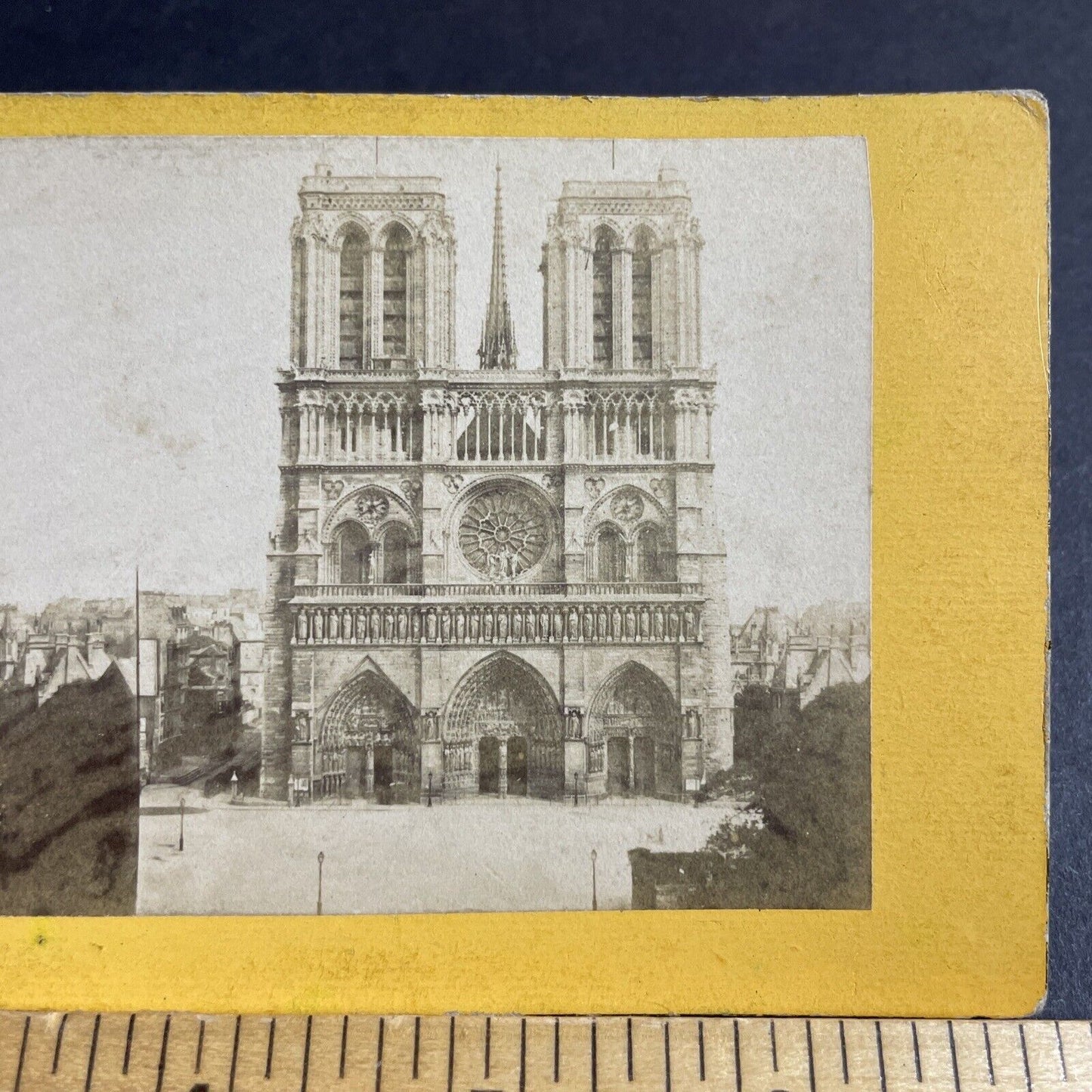 Antique 1870s Notre Dame Cathedral Paris France Stereoview Photo Card P4221