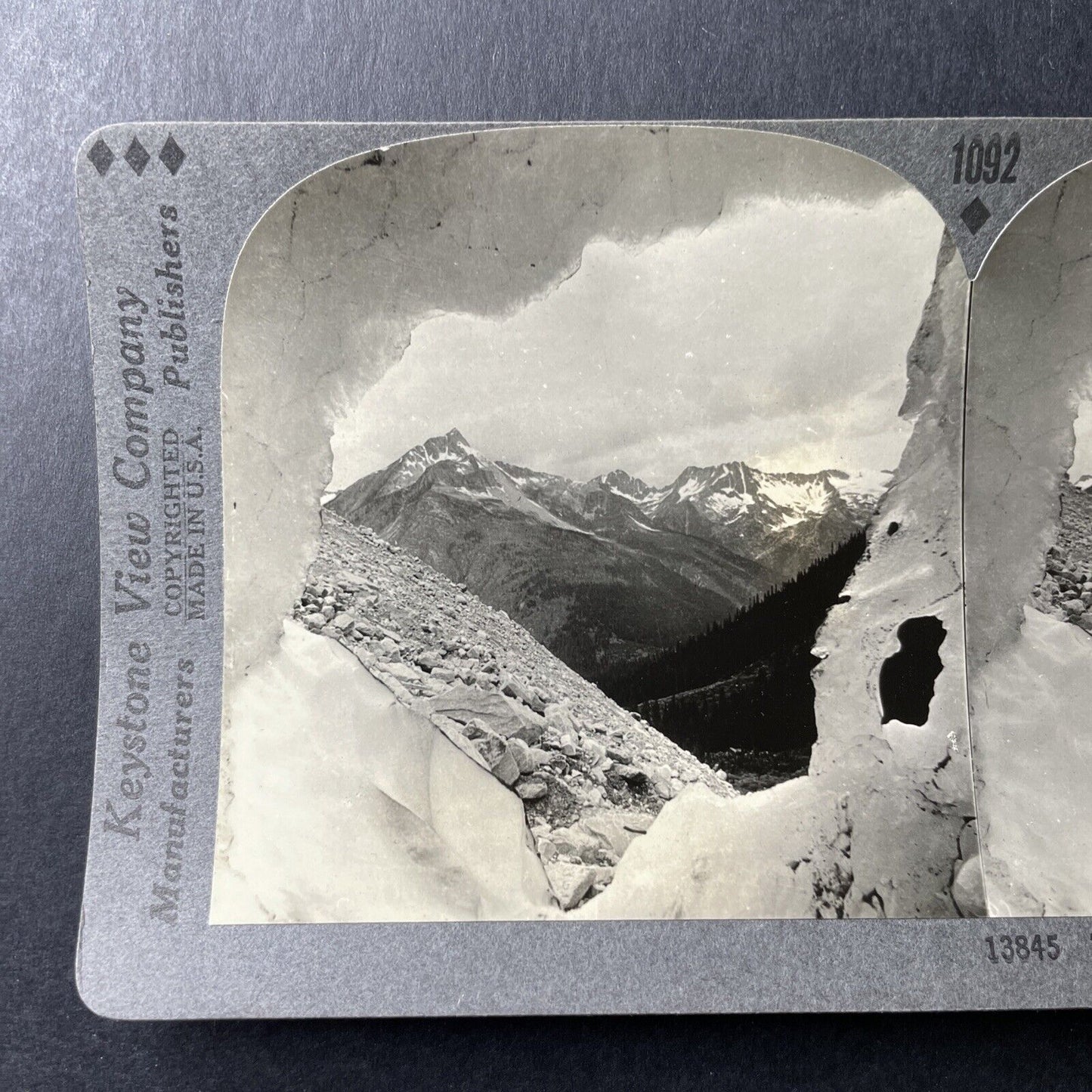 Antique 1909 Inside A Glacier Selkirk Mountains BC Stereoview Photo Card P1016