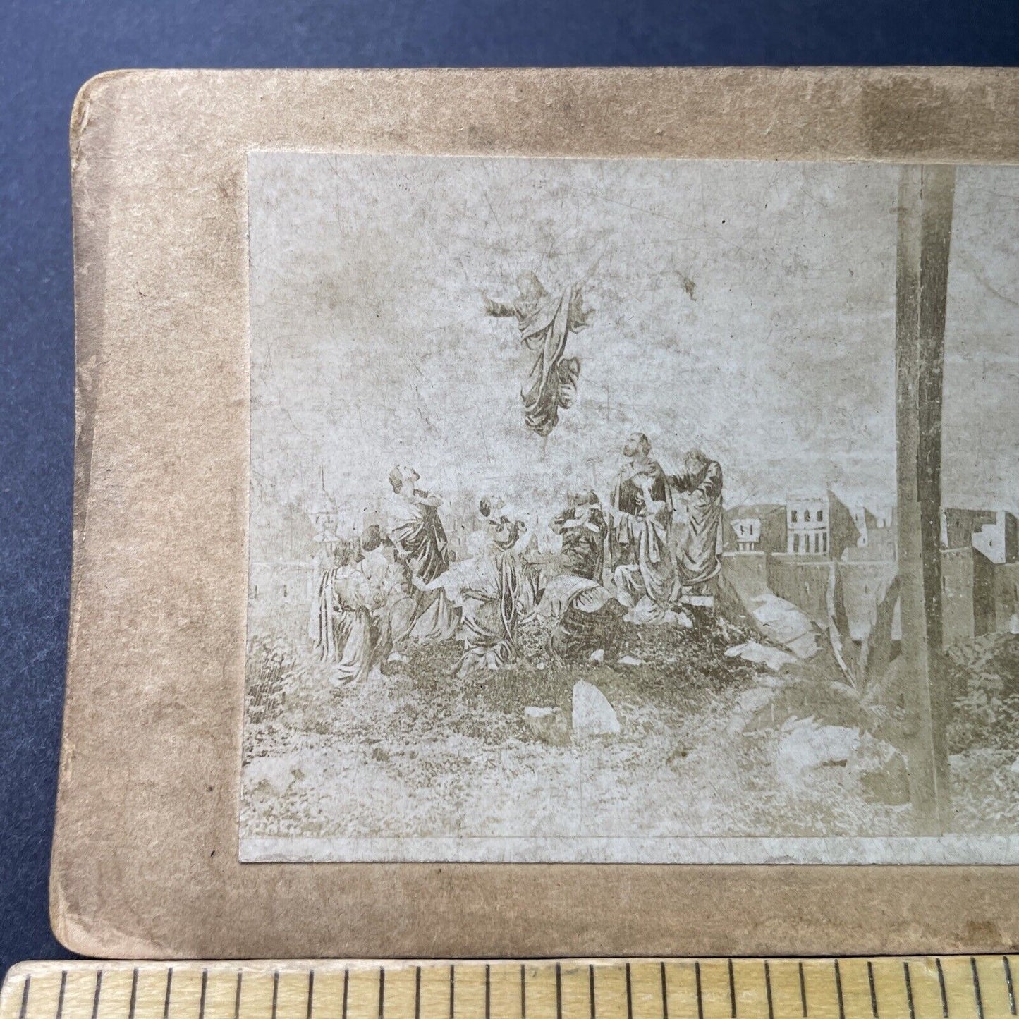 Antique 1860s The Ascension Of Jesus Christ Stereoview Photo Card P3402