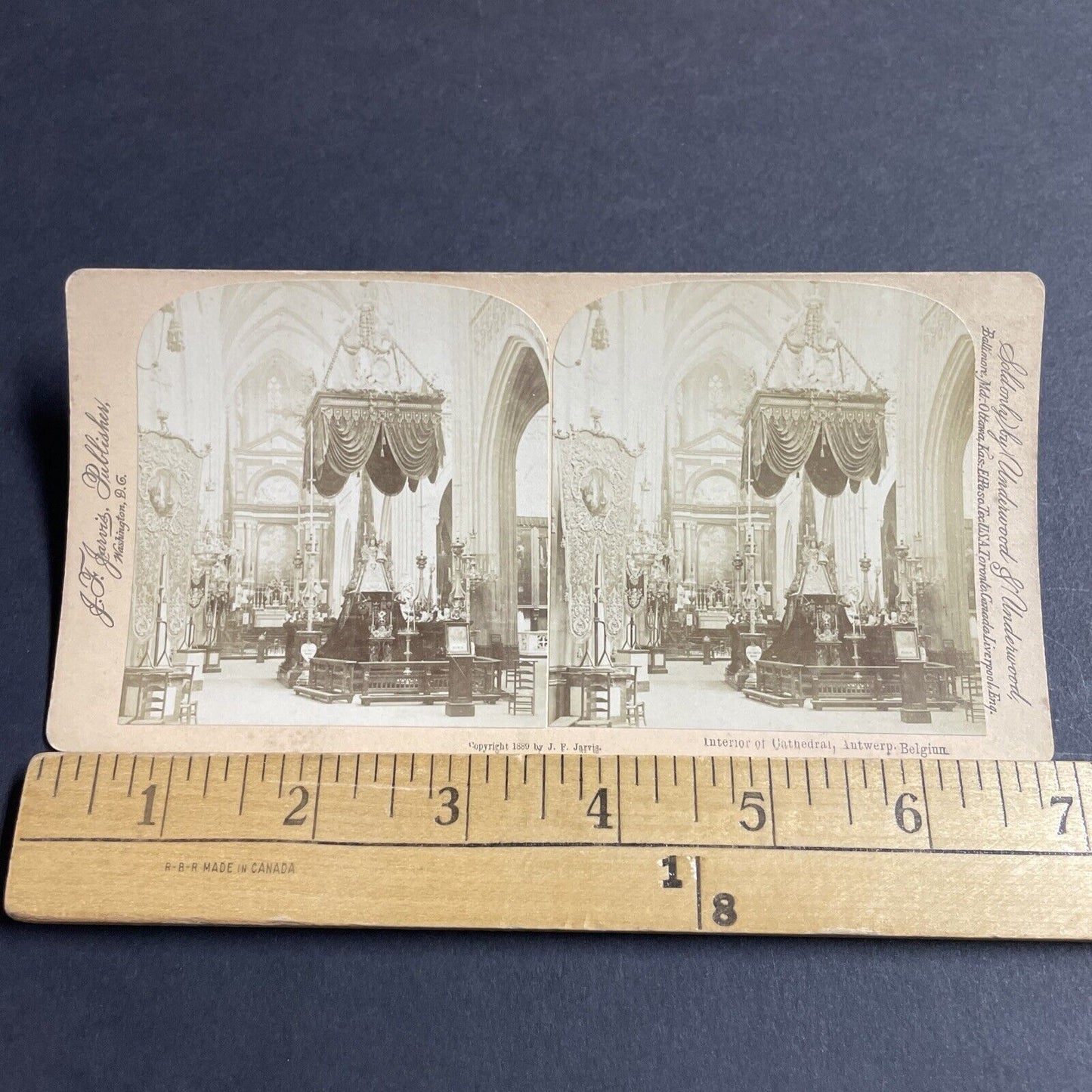 Antique 1889 Inside Great Cathedral Antwerp Belgium Stereoview Photo Card P4506