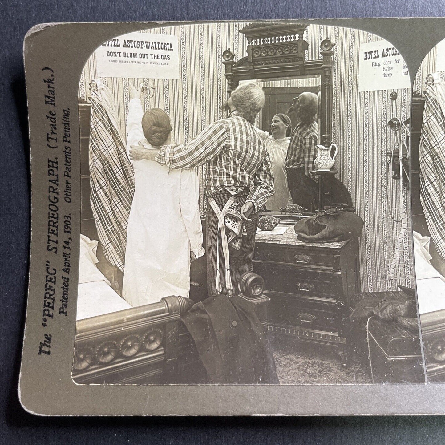 Antique 1903 Waldorf-Astoria Parody Comedy Skit Stereoview Photo Card P1611