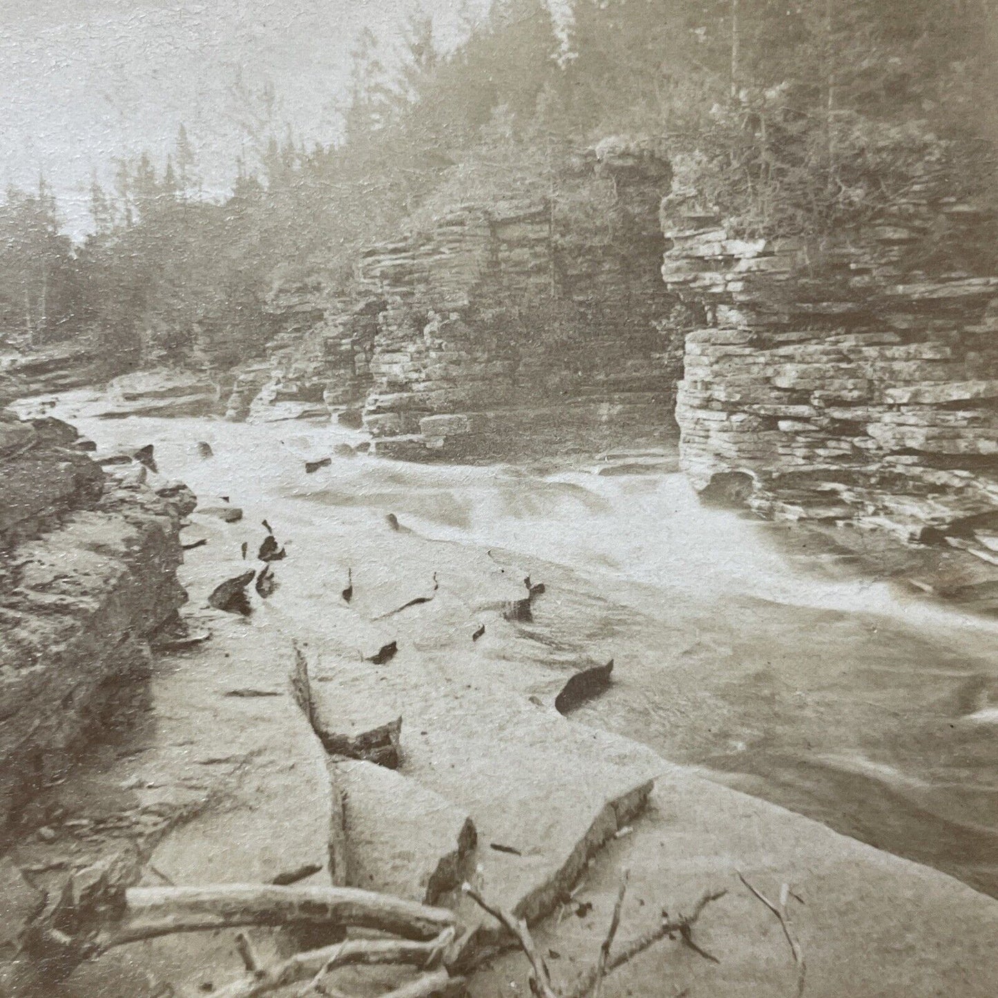 Antique 1870s Ammonoosuc Falls New Hampshire Stereoview Photo Card V1853