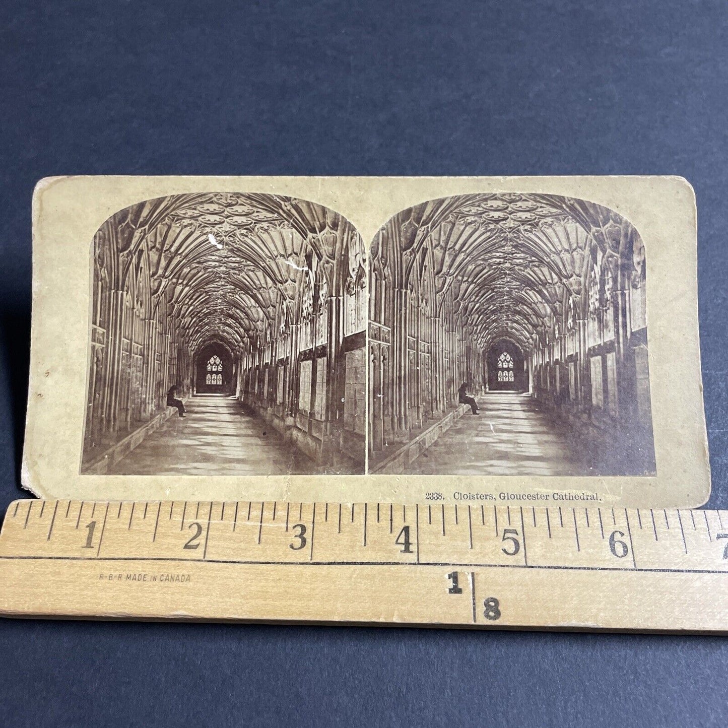 Antique 1870s The Cloisters Gloucester Cathedral UK Stereoview Photo Card P4549