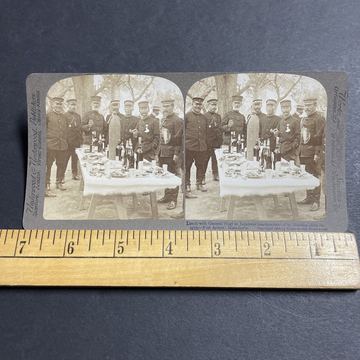 Antique 1904 Japan Army Generals Drink Champagne Stereoview Photo Card P380-05