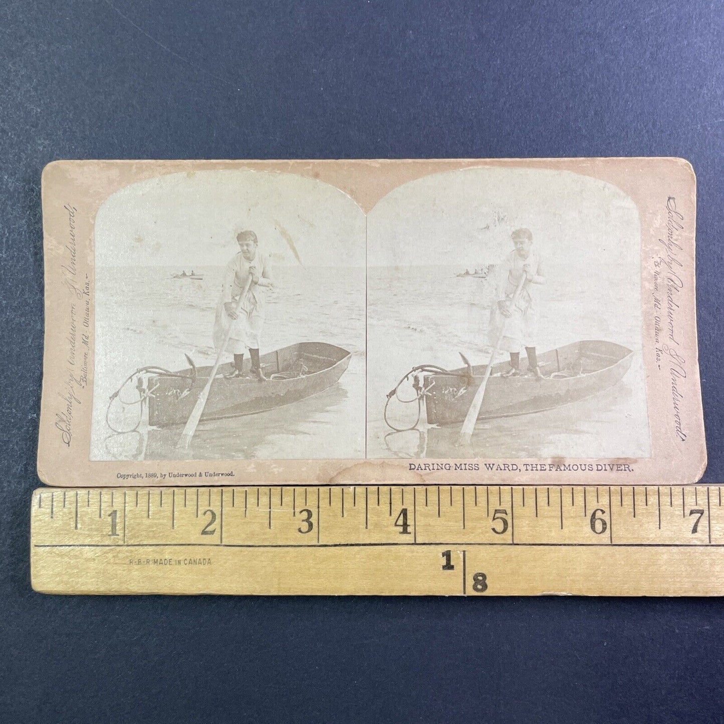 Maggie Ward Champion Diver Stereoview Coney Island NY Antique c1889 X1834