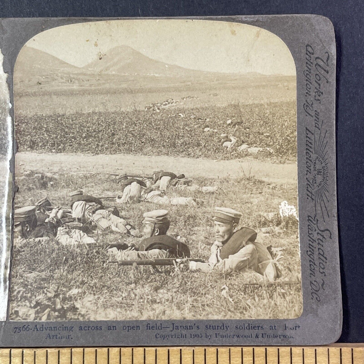 Japanese Troops Approach Russians In China Stereoview Antique c1905 X2820