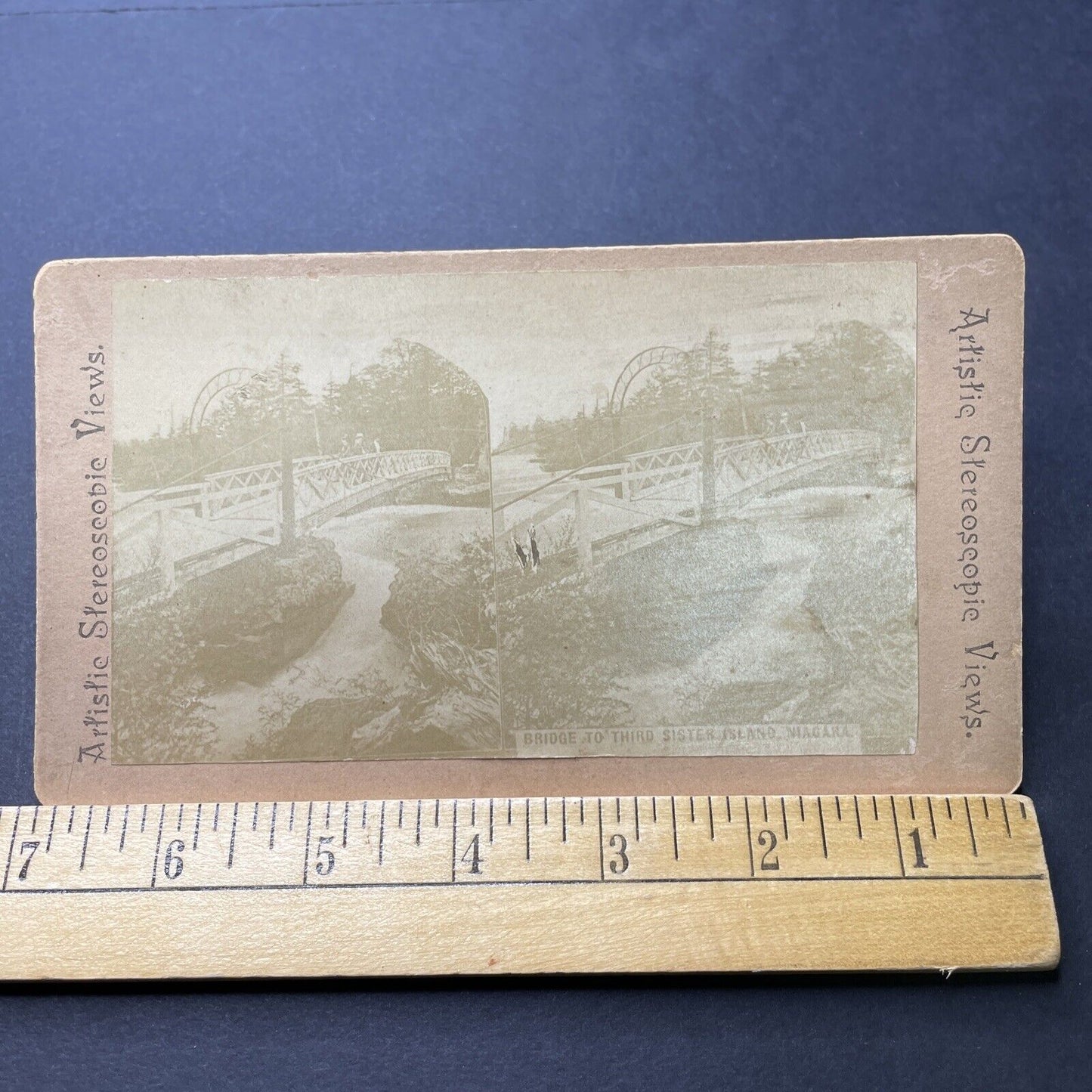 Antique 1860s Three Sisters Island Niagara Falls NY Stereoview Photo Card P2306