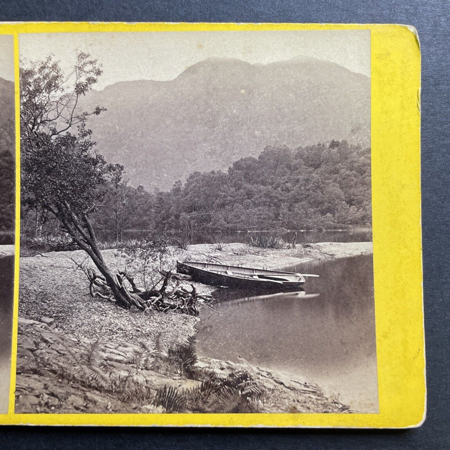 Antique 1860s Fishing Boat On Loch Katrine Scotland Stereoview Photo Card P1413