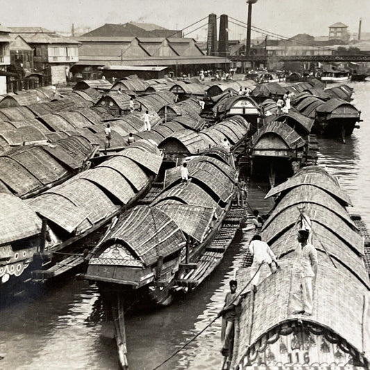 Antique 1910s Houseboats Manila Philippines Stereoview Photo Card P5035