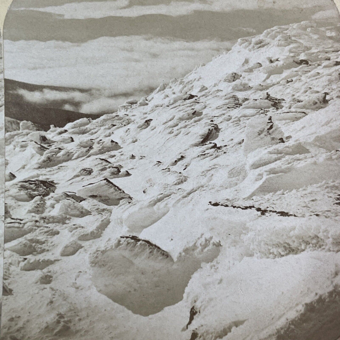 Winter Summit of Mt Washington Stereoview New Hampshire c1877 Y2275