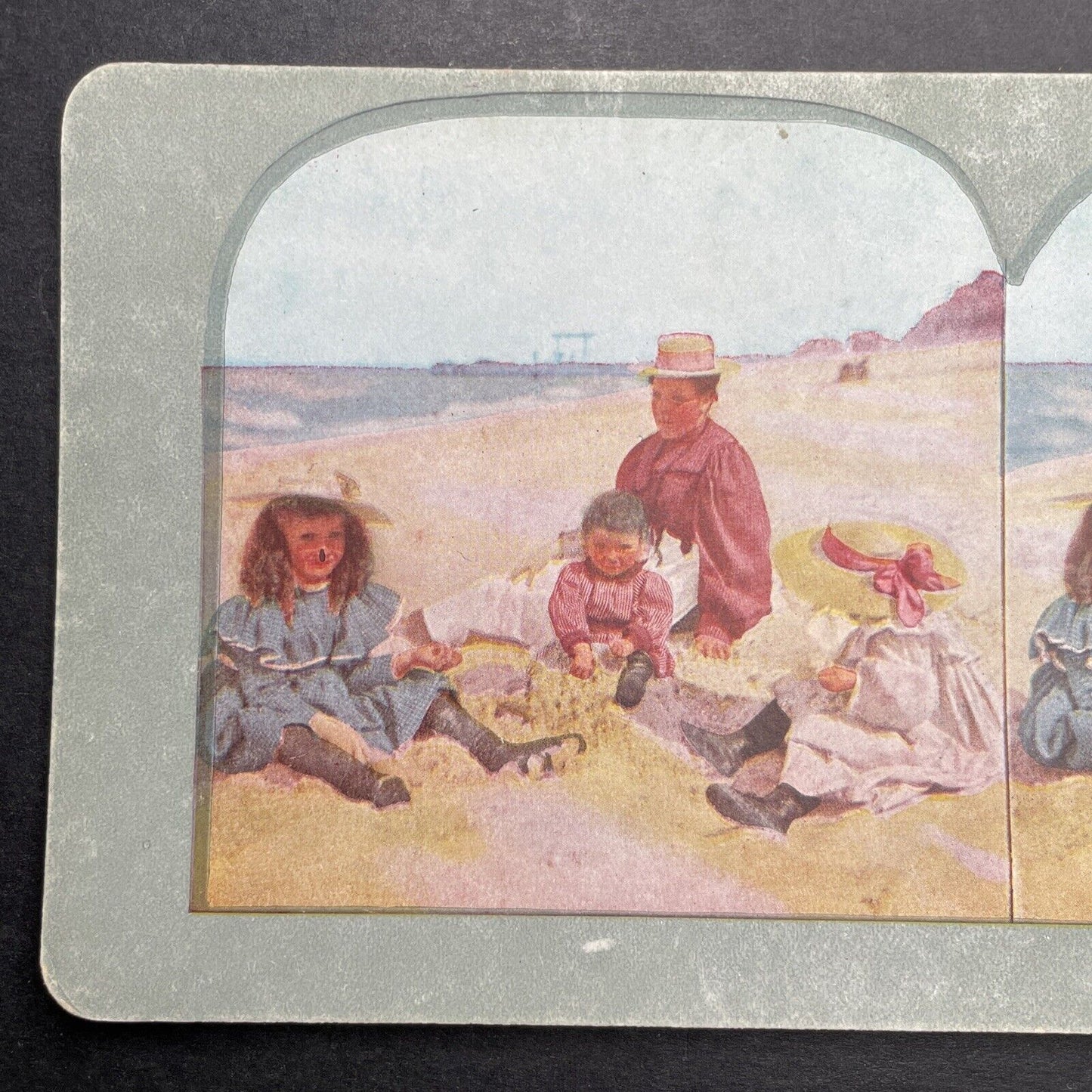 Antique 1892 Mother And Children In Beach Wear Stereoview Photo Card P1240