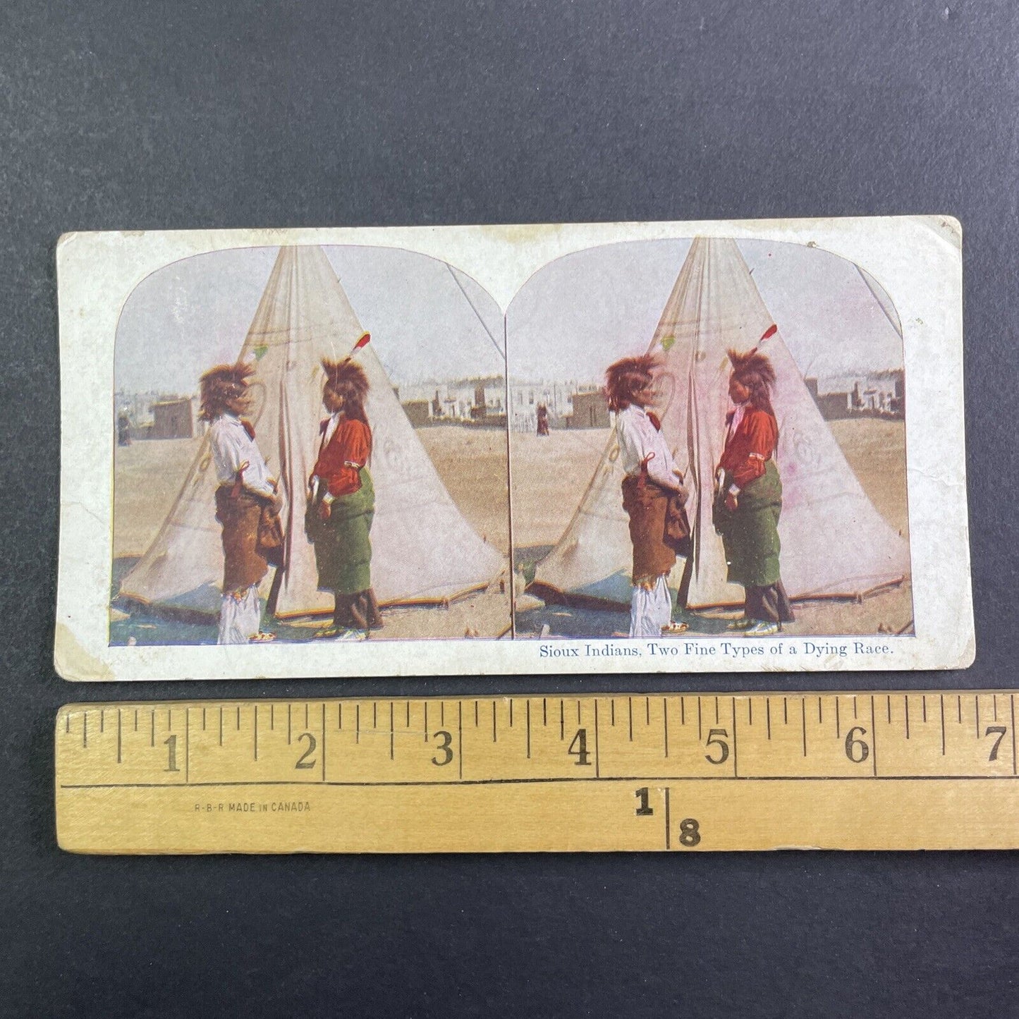 Native American Sioux Women and a Tent Stereoview Antique c1920s X4146