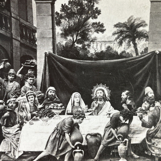 Antique 1880s Jesus And The Wedding At Cana Stereoview Photo Card P3130