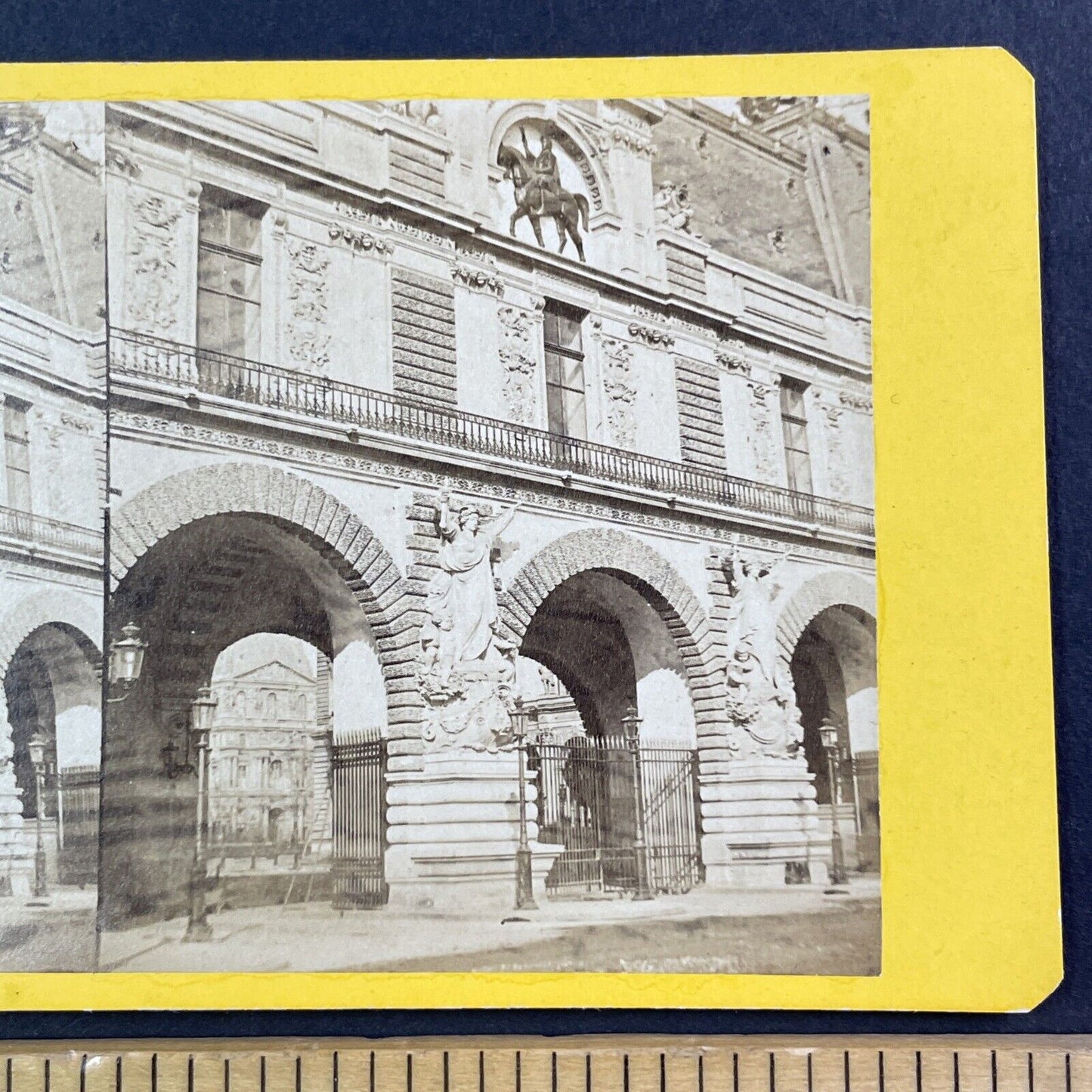 The Louvre in Paris France Stereoview Yellow Card Antique c1870 X3772