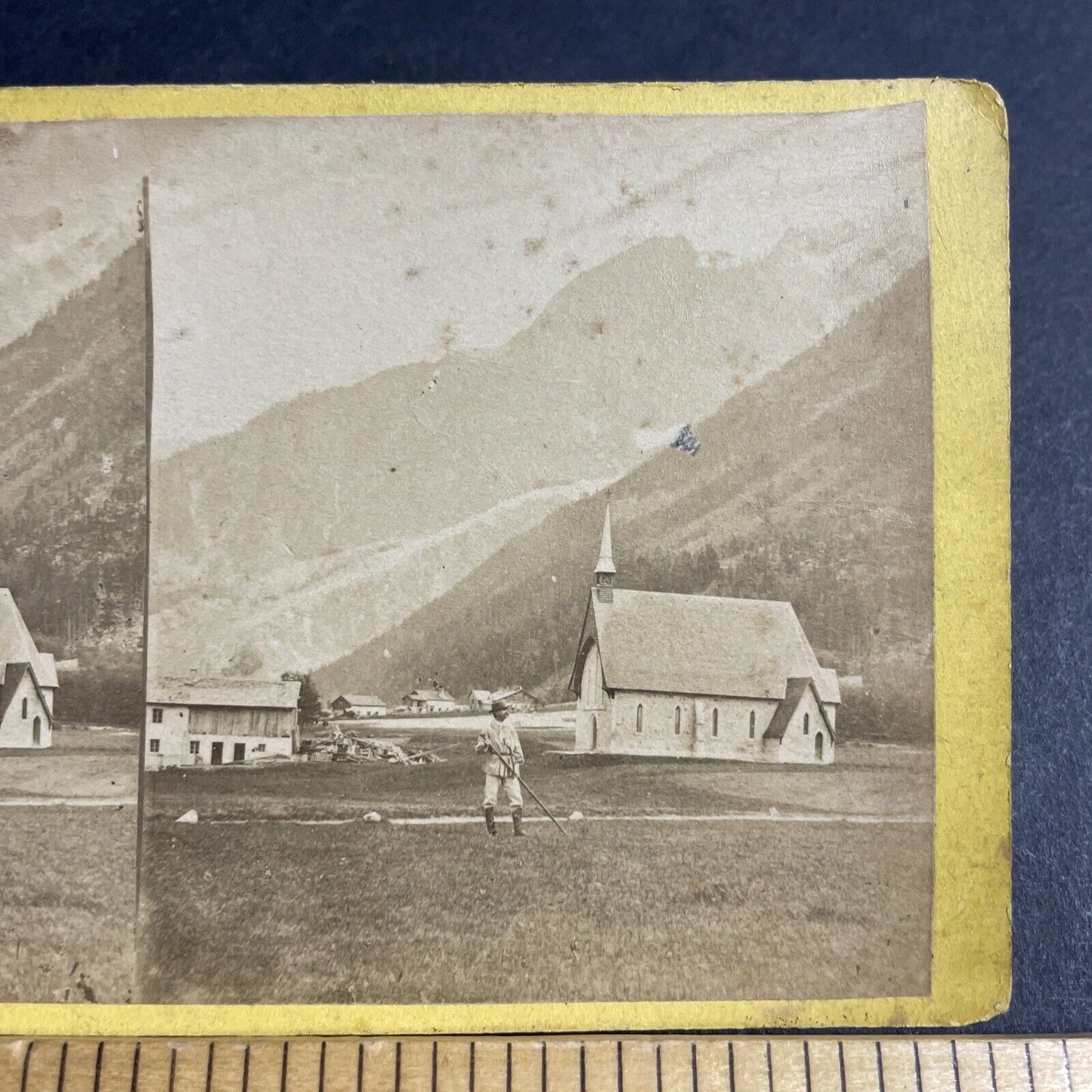 Antique 1860s Chamonix Protestant Church France Stereoview Photo Card P4195