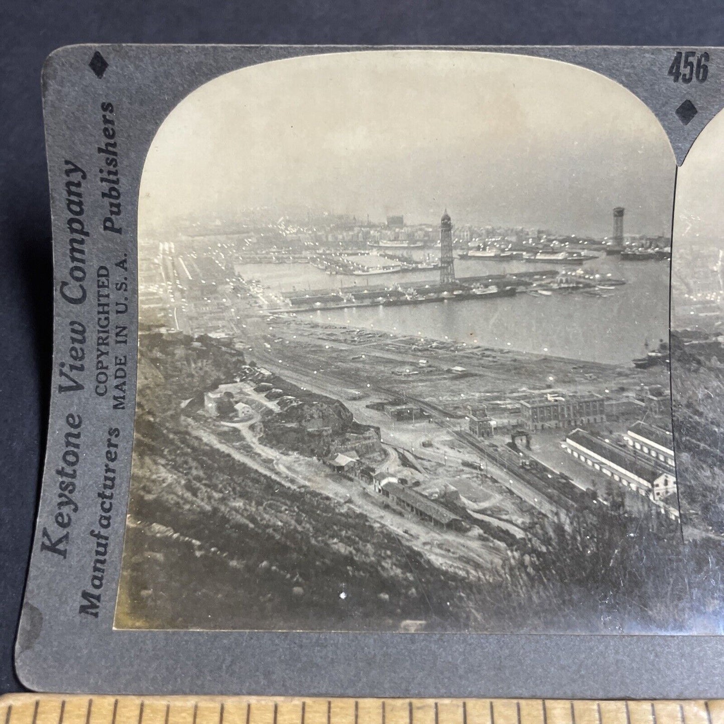 Antique 1920s Barcelona Spain City View Stereoview Photo Card P4917