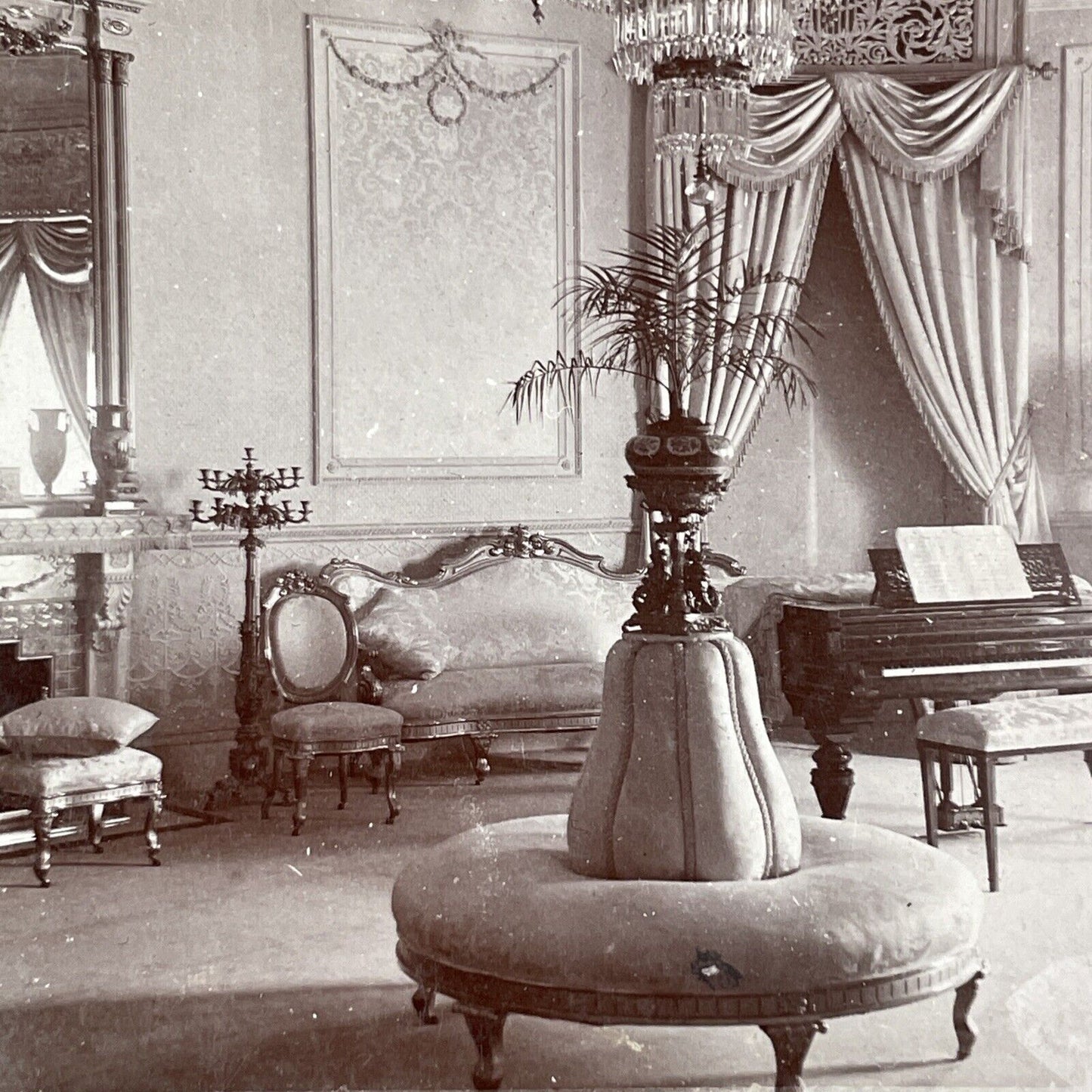 Blue Room The White House Stereoview Washington DC Antique c1898 X3229