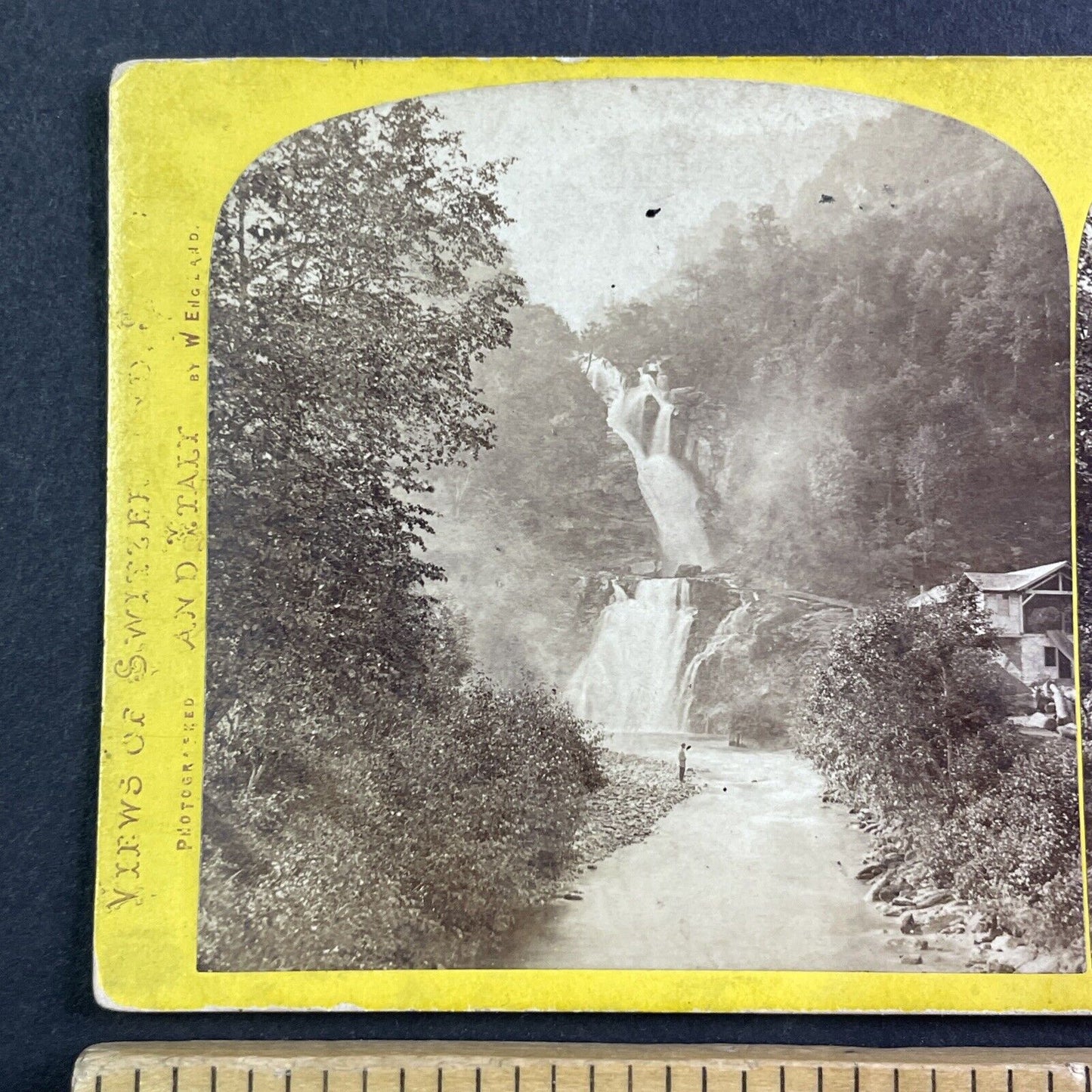 Switzerland Reichenbach Waterfall Stereoview William England Antique c1870 X4074