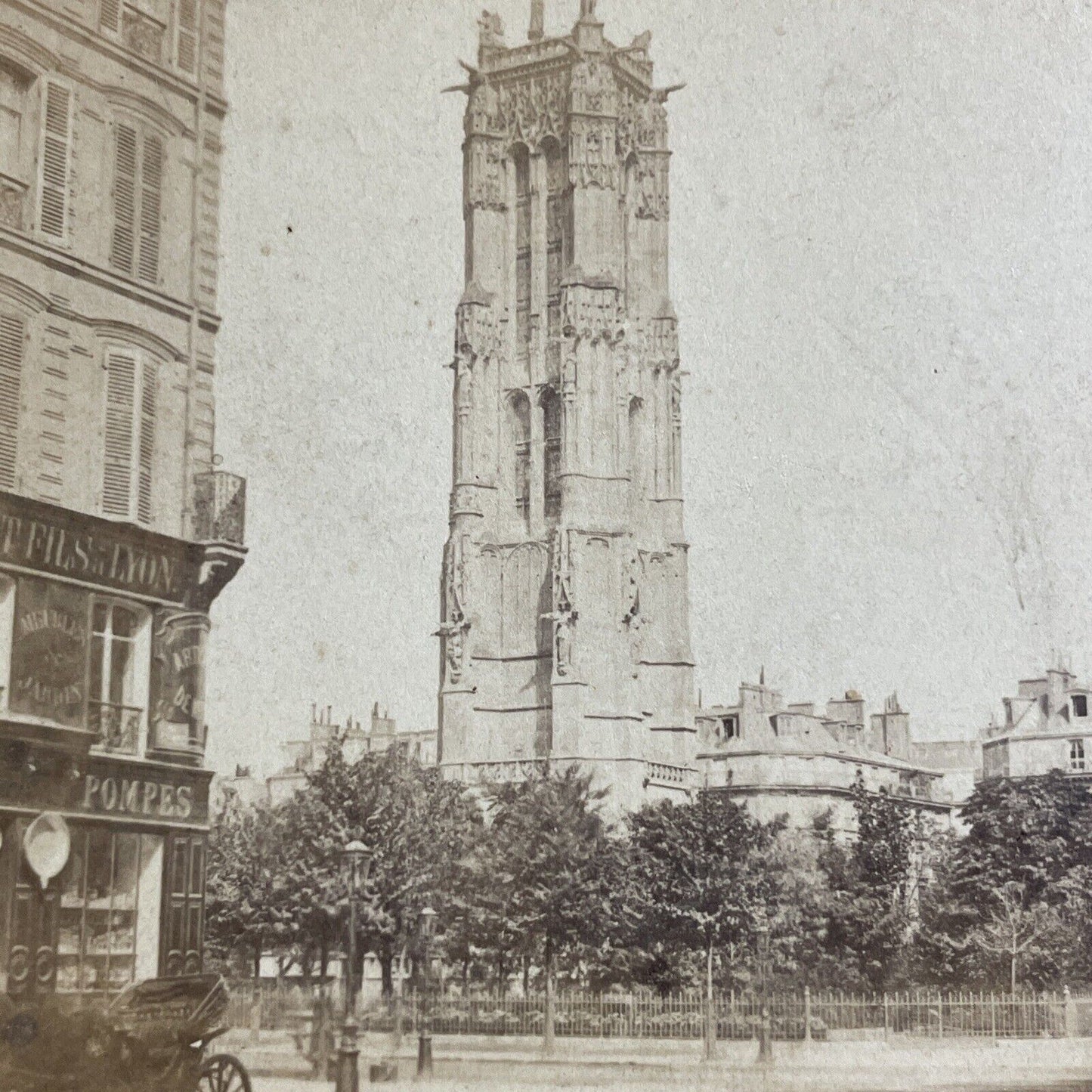 Antique 1870s Tour Saint-Jacques Tower Paris France Stereoview Photo Card P4163