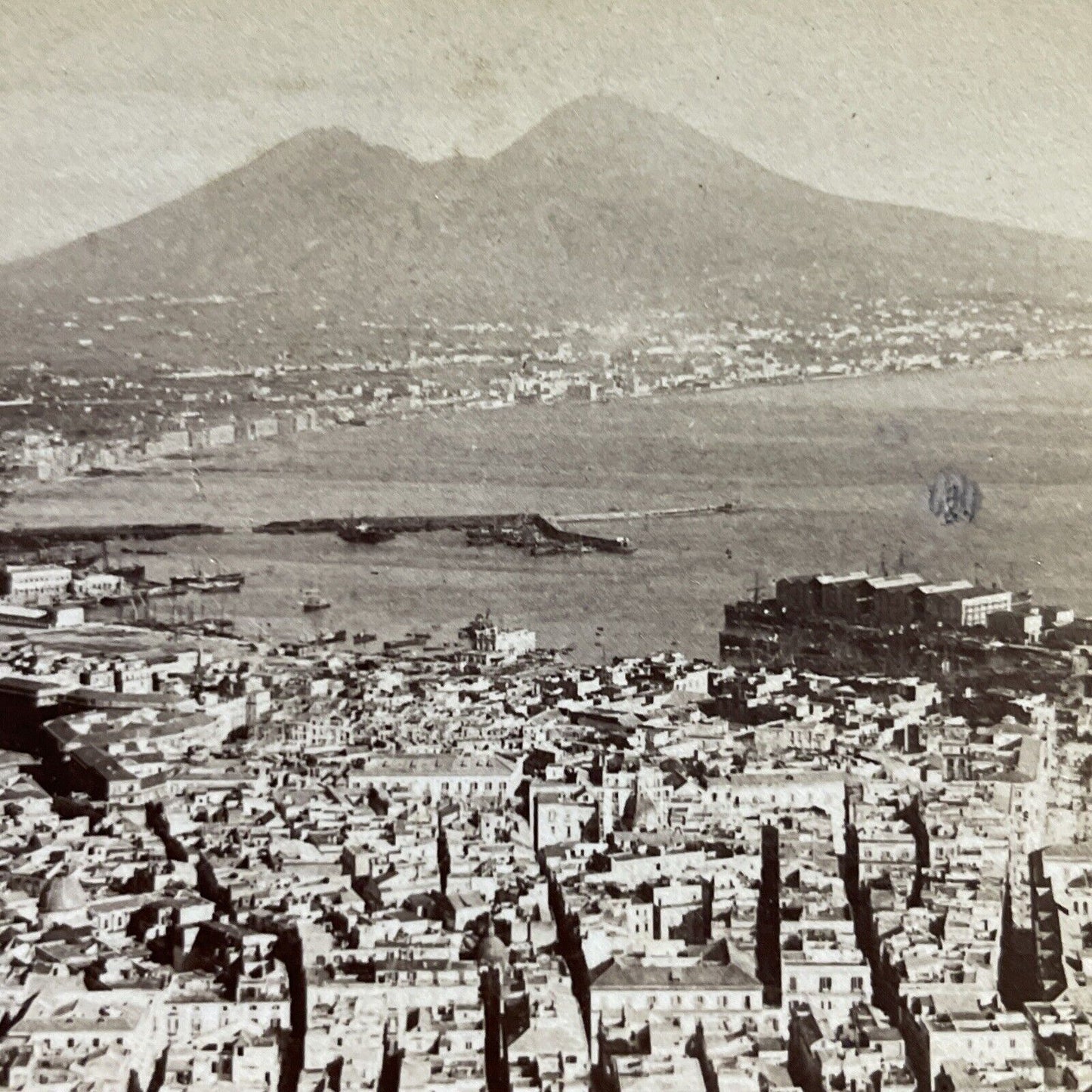 Antique 1897 Naples & Mount Vesuvius Volcano Italy Stereoview Photo Card P5161