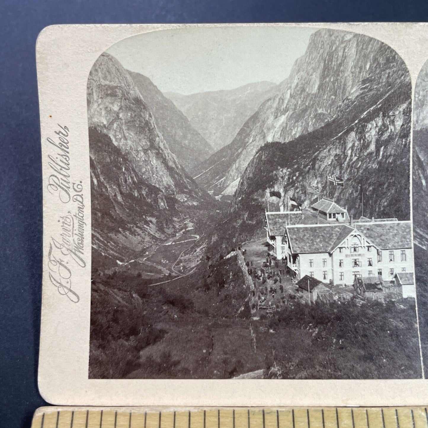 Antique 1894 Stalheim Hotel Voss Norway Stereoview Photo Card P3887