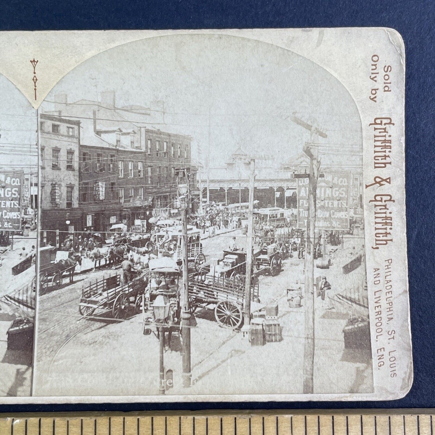 Street Scene Philadelphia Stereoview Griffith & Griffith Antique c1884 X3871