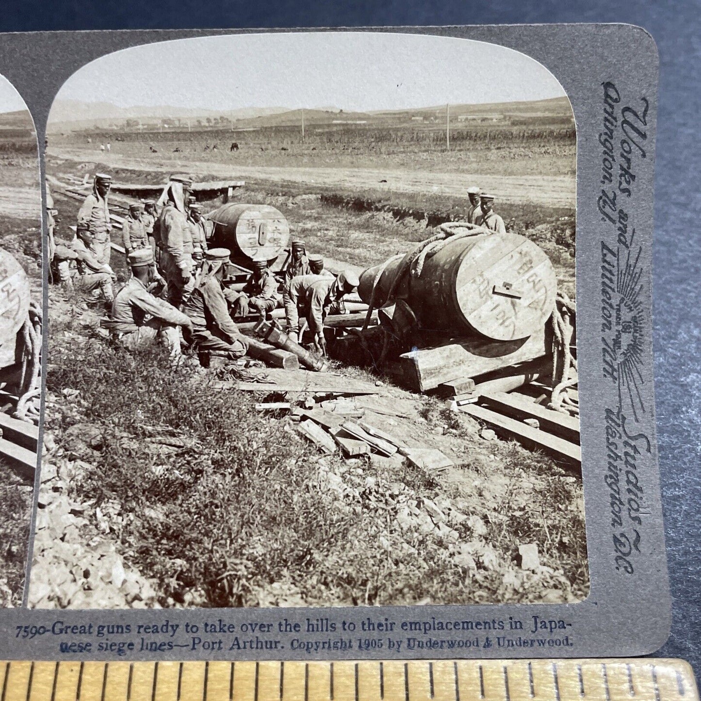 Antique 1904 Japan Heavy Artillery Canons Stereoview Photo Card P380-02