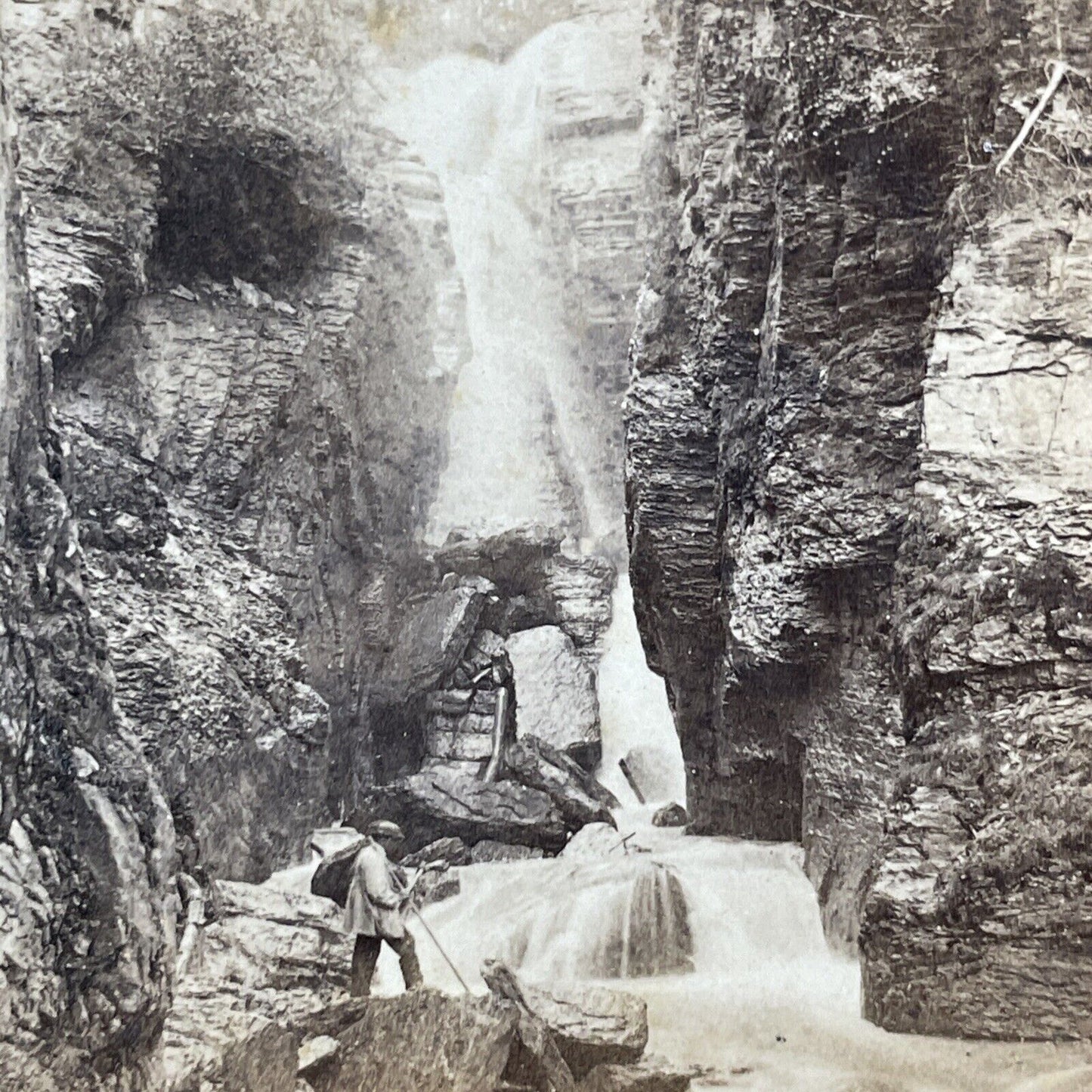 Rosenlaui Waterfall Switzerland Stereoview William England Antique c1870 X3792