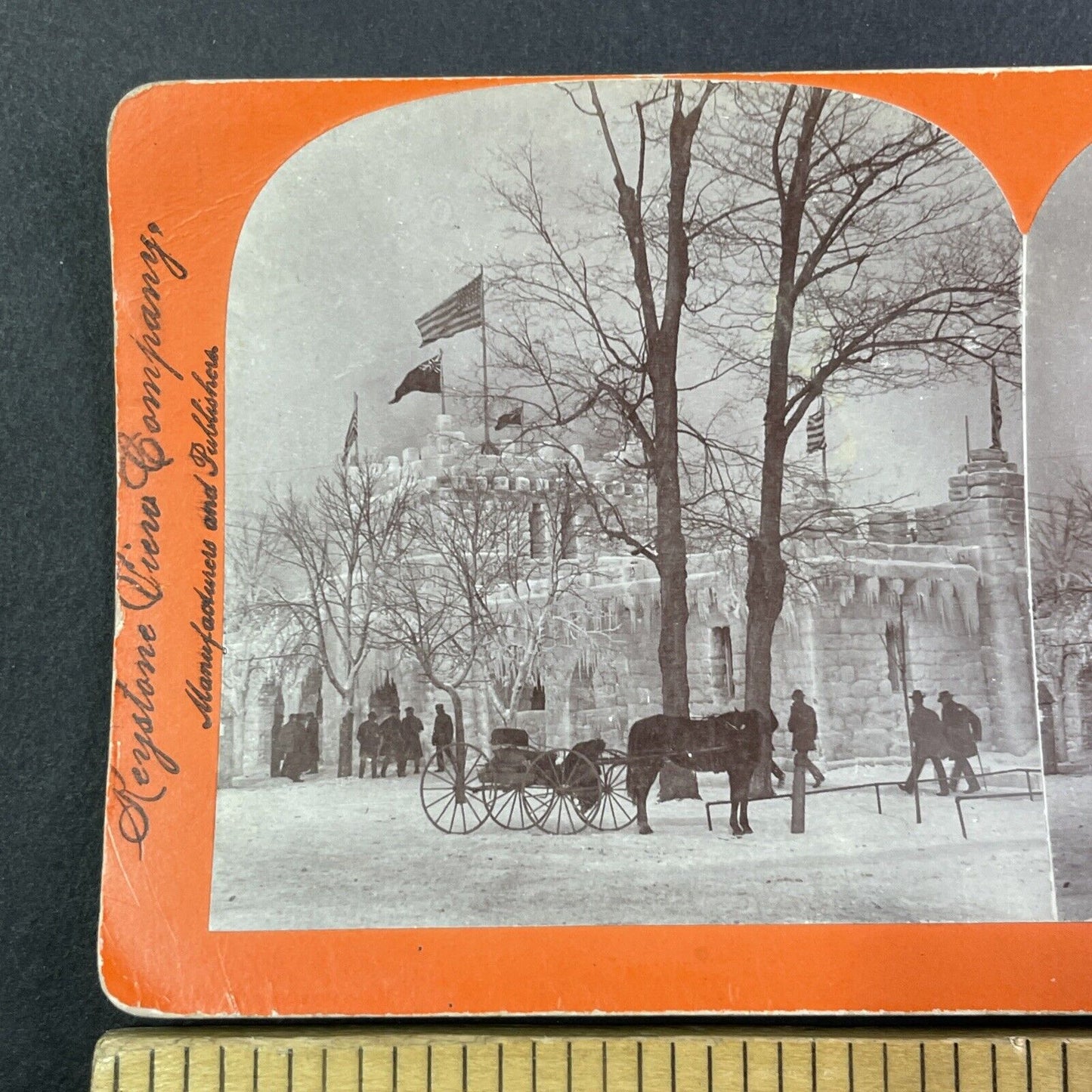 Hand-Carved Ice Castle Niagara Falls New York Stereoview Antique c1899 Y1439