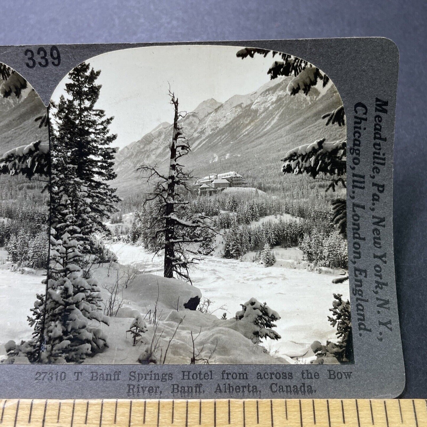 Antique 1920s Banff Springs Hotel Alberta Canada Stereoview Photo Card P3189