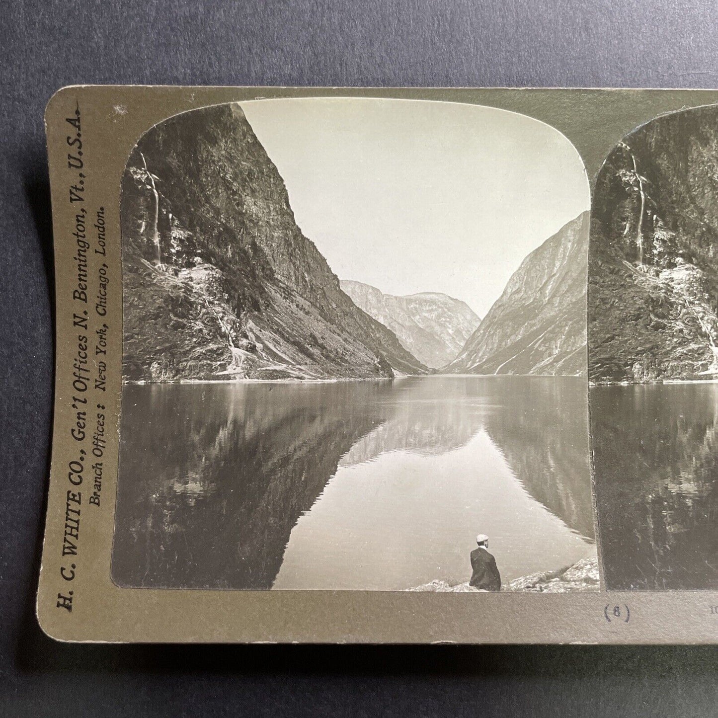 Antique 1902 Man In Gudvangen Norway Stereoview Photo Card P1707