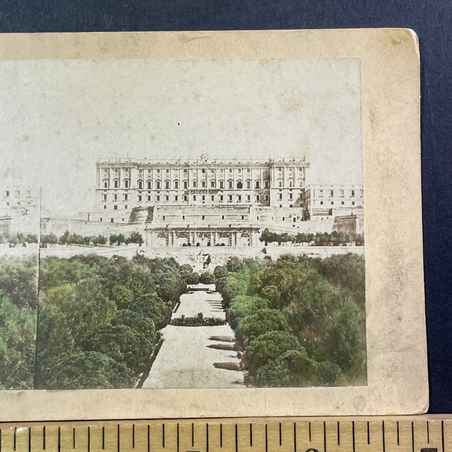 The Royal Palace Madrid Spain Stereoview Hand Tinted Photo Antique c1875 X2434