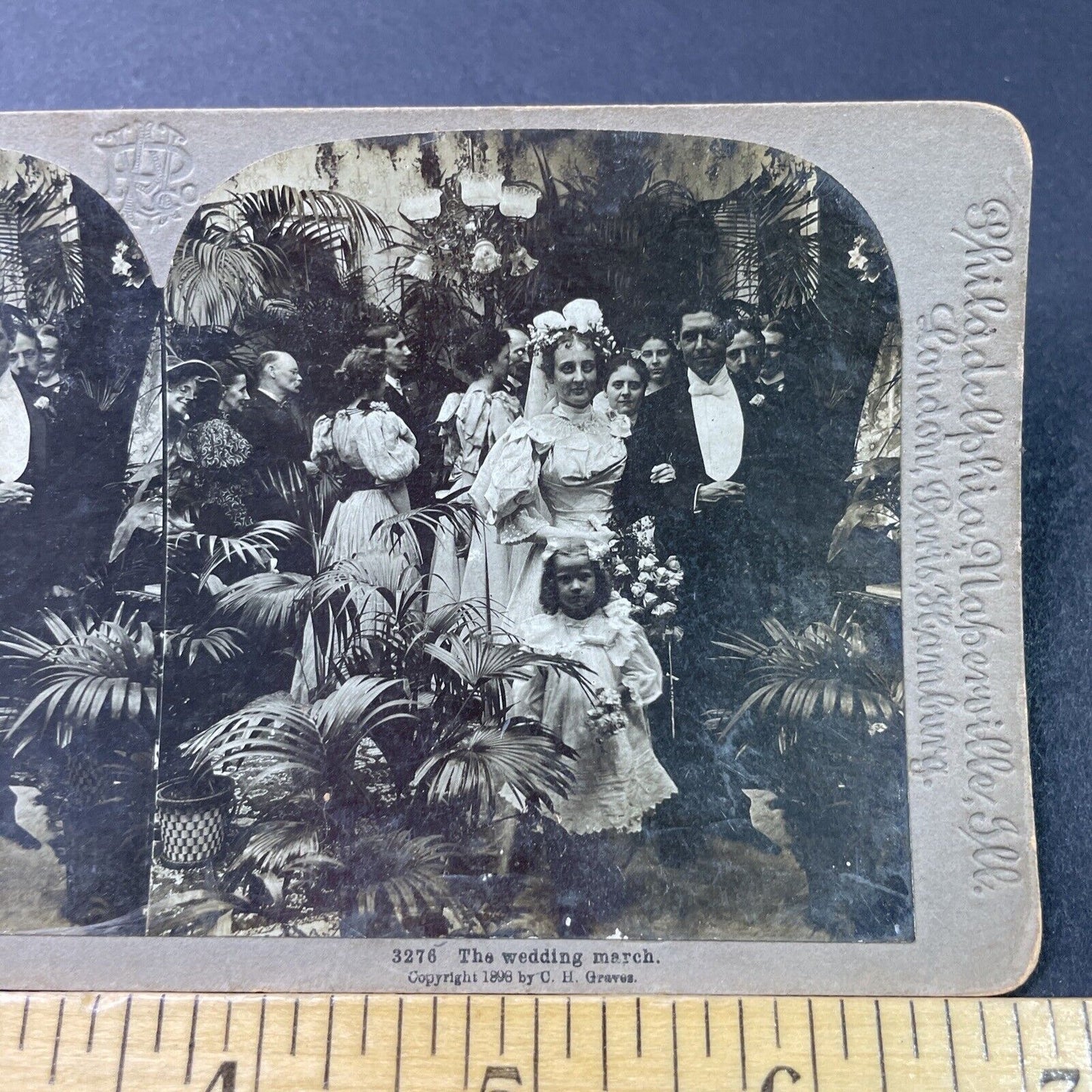 Antique 1898 Bride And Groom Leaving Wedding Stereoview Photo Card P2942