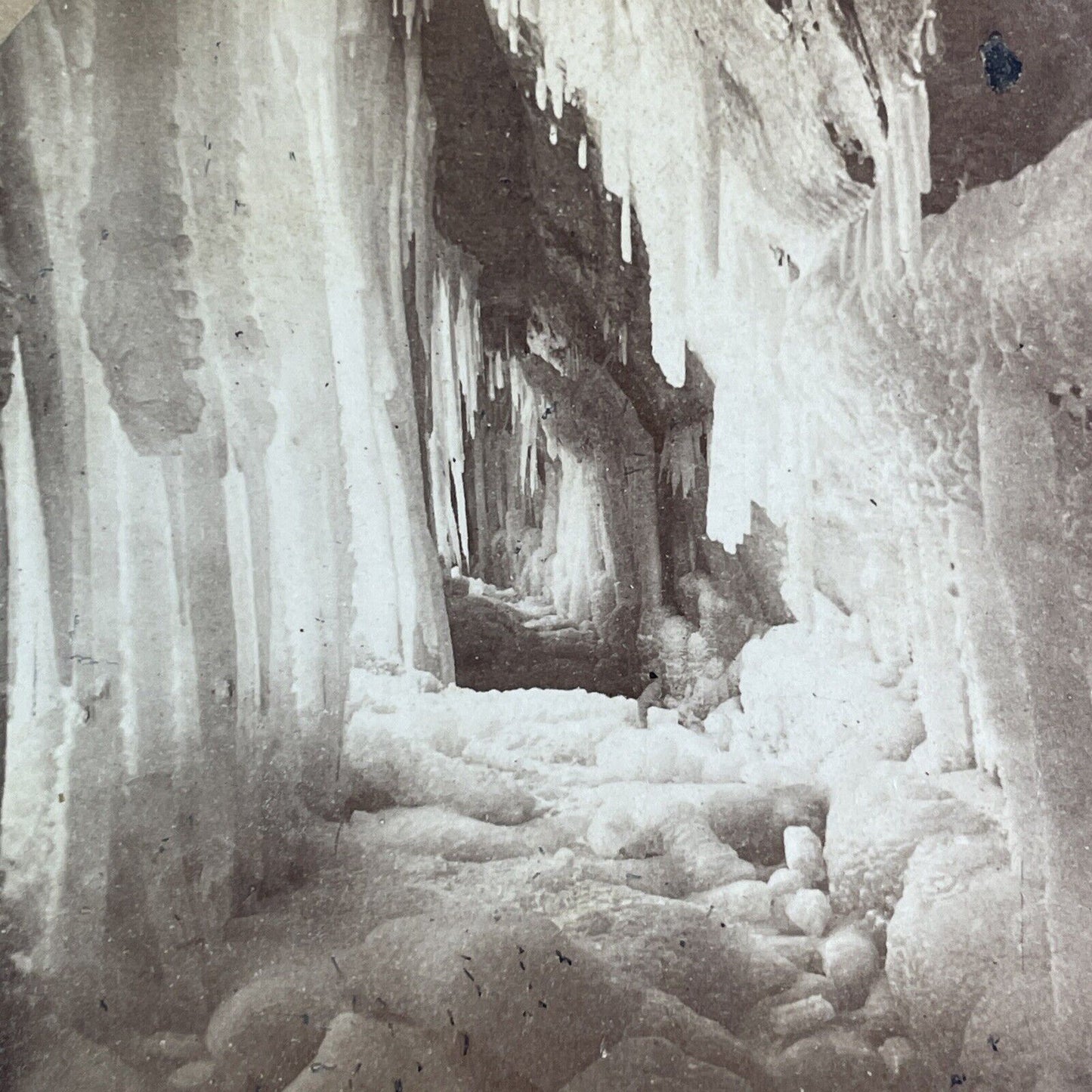 Cave of Winds Frozen Arch Stereoview Charles Bierstadt Antique c1880 Y2710