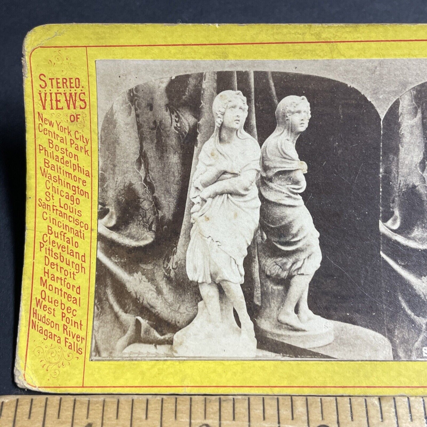 Antique 1870s The Storm Marble Sculpture Stereoview Photo Card P4764