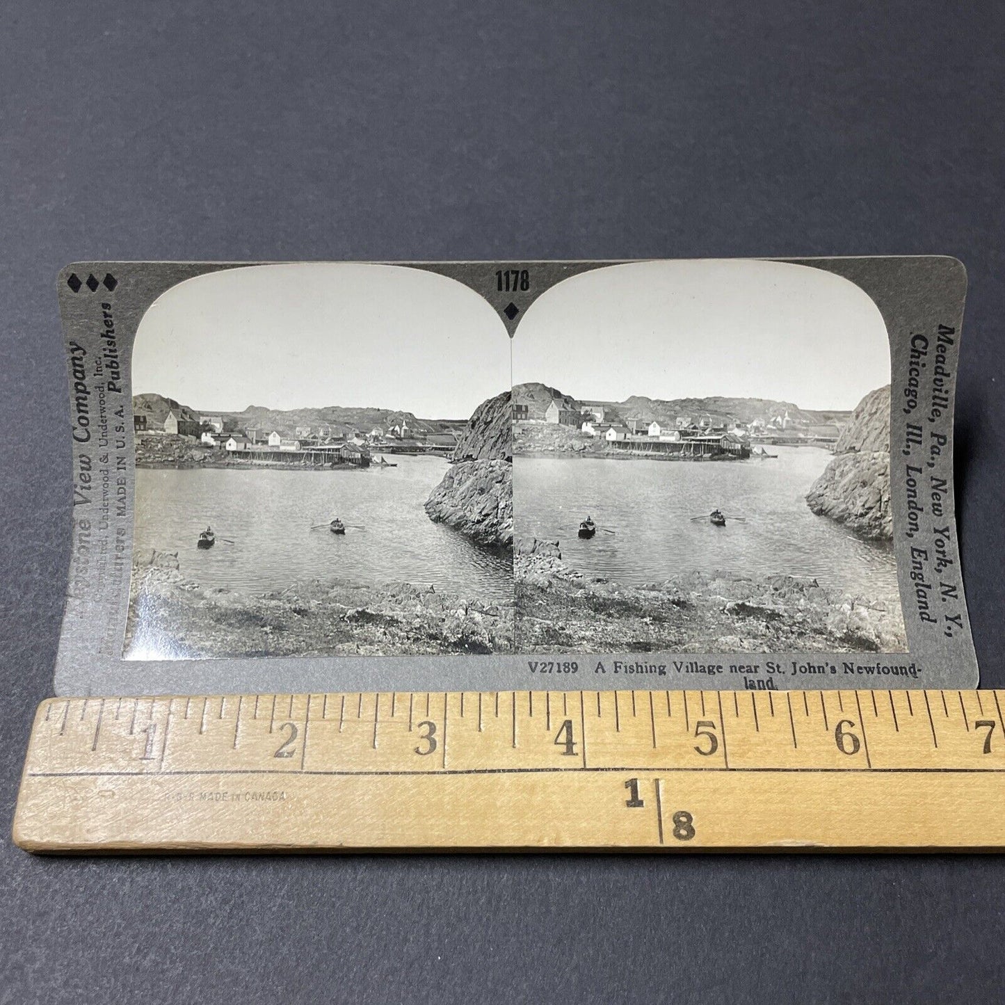 Antique 1910s Quidi Vidi Fishing Town Newfoundland Stereoview Photo Card V2624