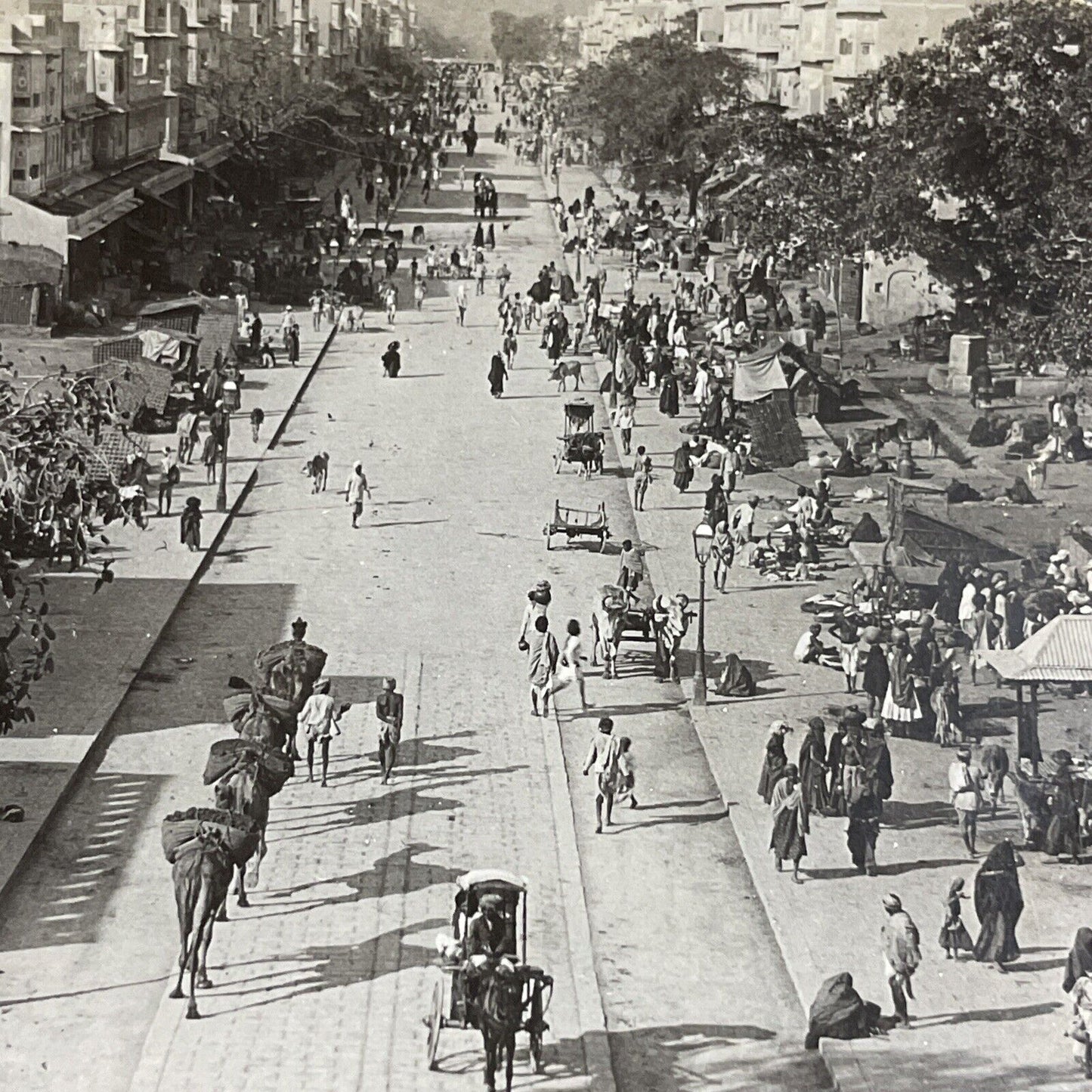 Antique 1910s Jaipur India City Streets People Stereoview Photo Card P4468