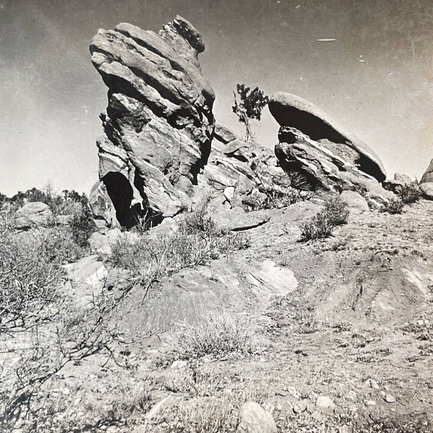 Tilted Toad Stool Rocks Stereoview Garden of the Gods Colorado Antique 1909 Y543