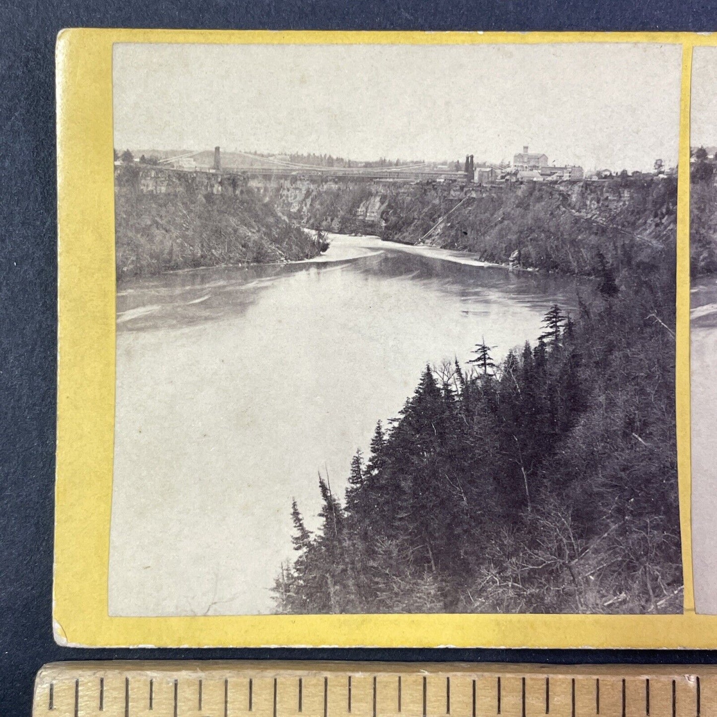 Niagara Gorge from Queenston Heights Stereoview Antique c1870s Y1871