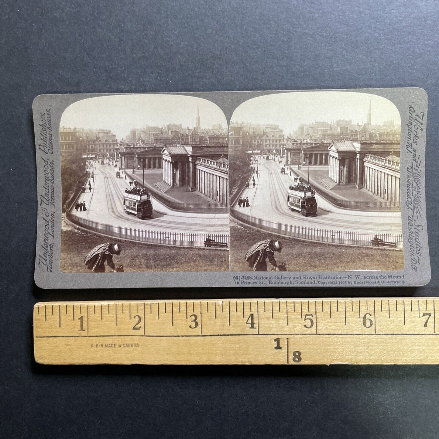 Antique 1905 Trolly Train Edinburgh Scotland Stereoview Photo Card P1282