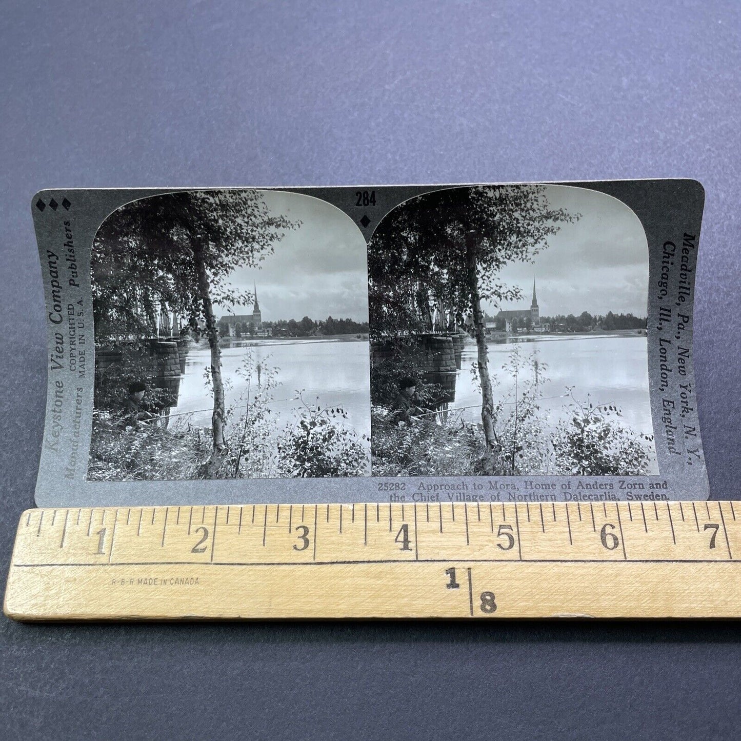 Antique 1920s Mora Sweden City And Port View Stereoview Photo Card V2980