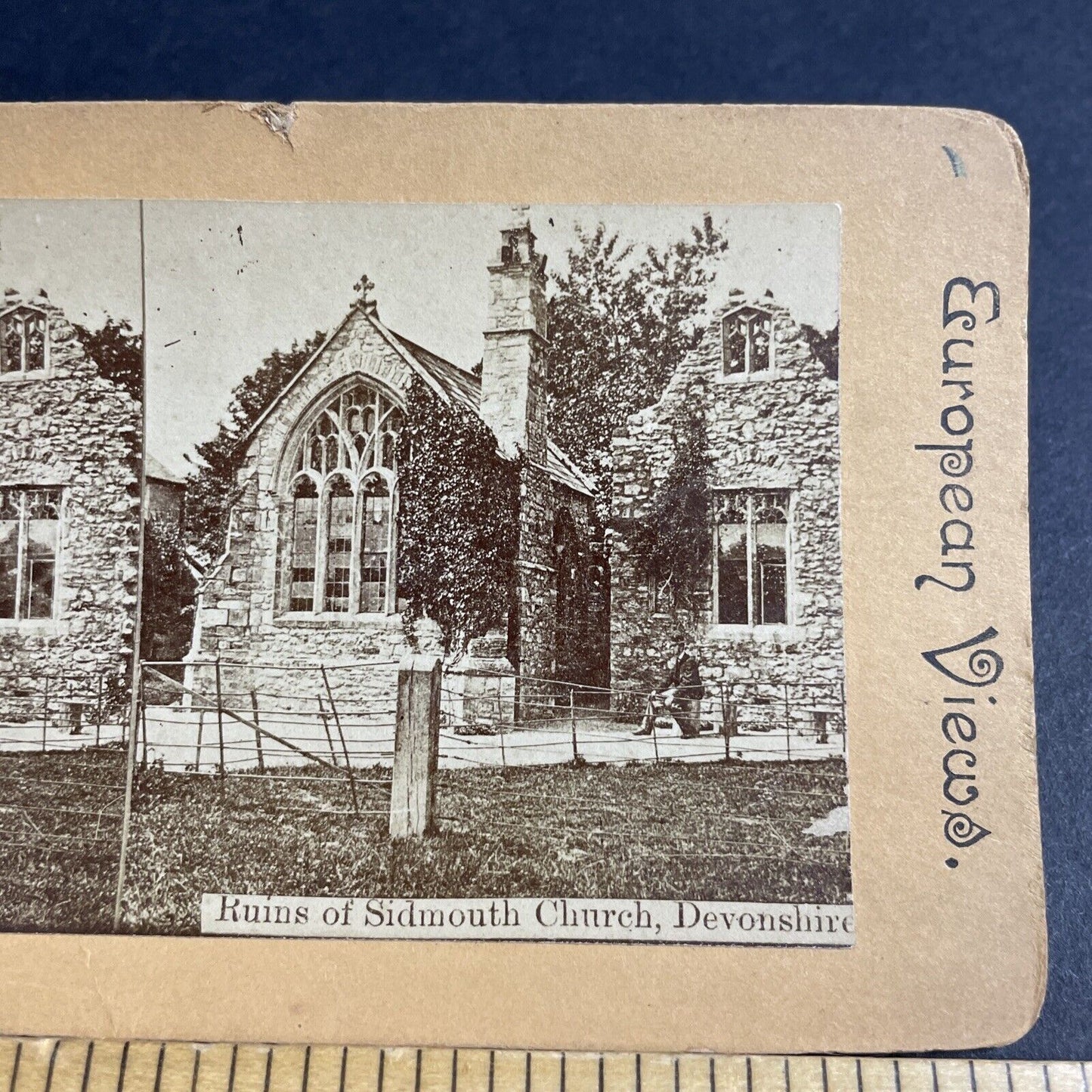Antique 1870s Sidmouth Church Devonshire England Stereoview Photo Card P4600