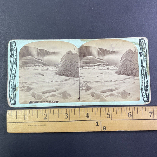 Base of Niagara Falls Frozen River Stereoview Charles Bierstadt c1870s Y2232