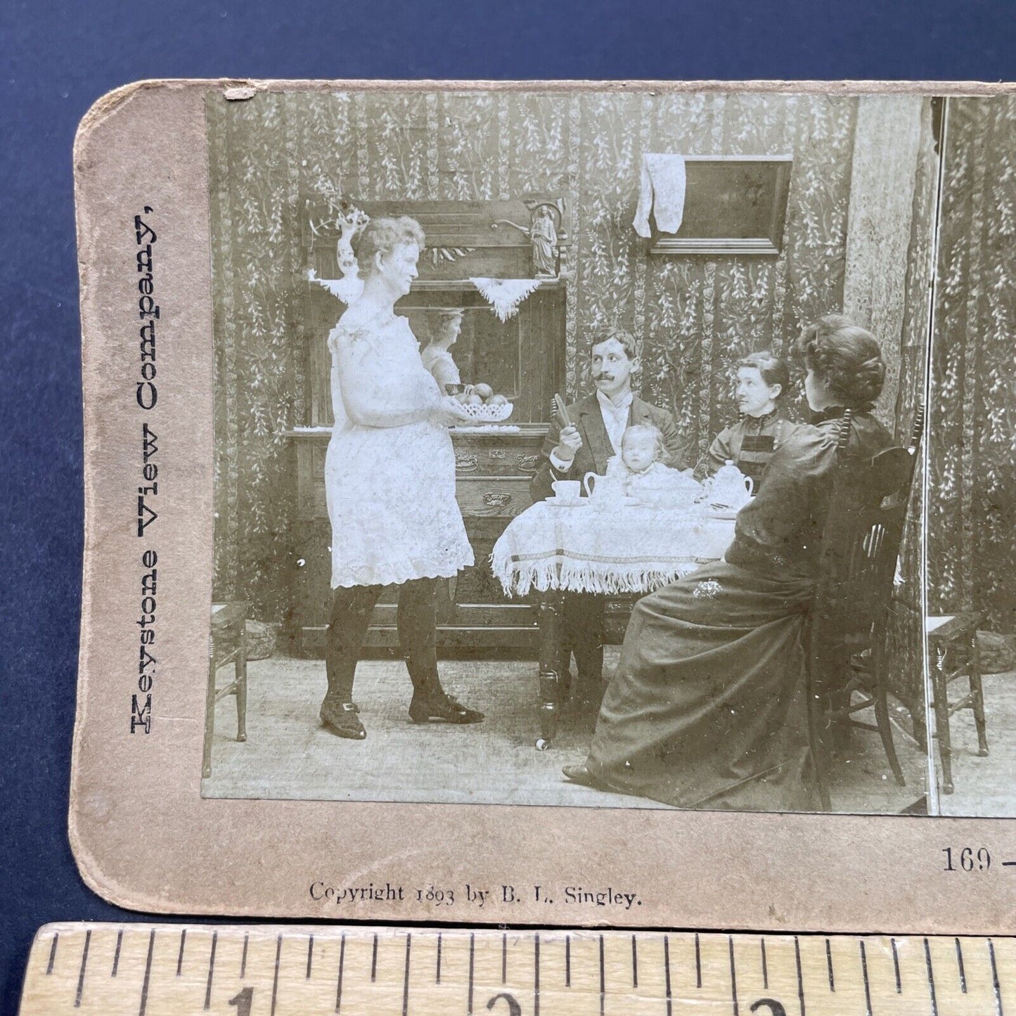 Antique 1893 Woman Serves Lunch In Her Underwear Stereoview Photo Card P2634