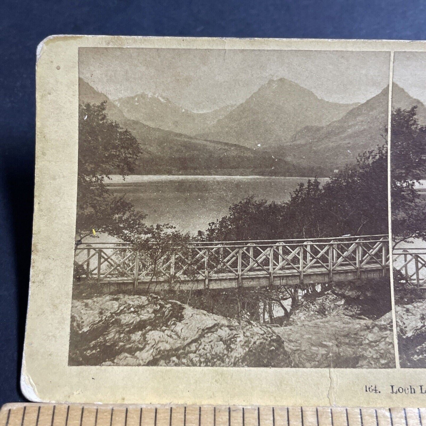 Antique 1877 Inversnaid Falls Wood Bridge Scotland Stereoview Photo Card P5113