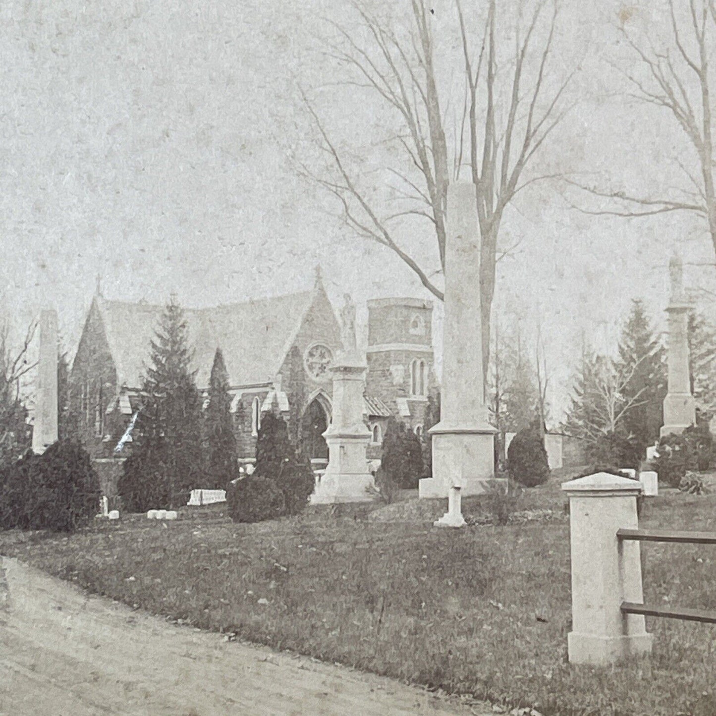 Warren Family Mortuary Chapel Troy New York Stereoview Antique c1880s Y996