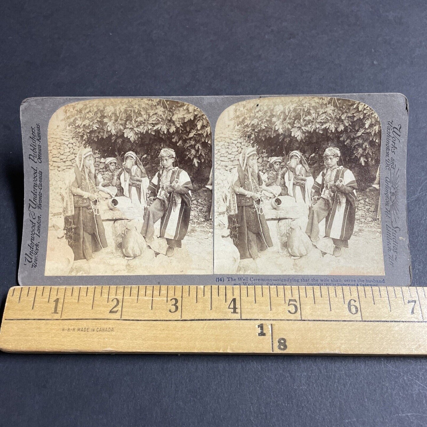 Antique 1900 An Arranged Marriage Wedding In Israel Stereoview Photo Card P4410