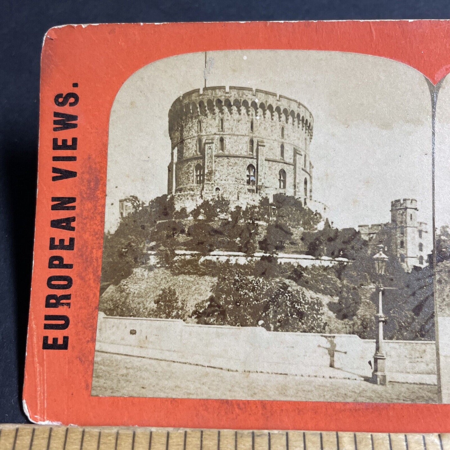 Antique 1860s Windsor Castle Round Tower Sentry Stereoview Photo Card P4379