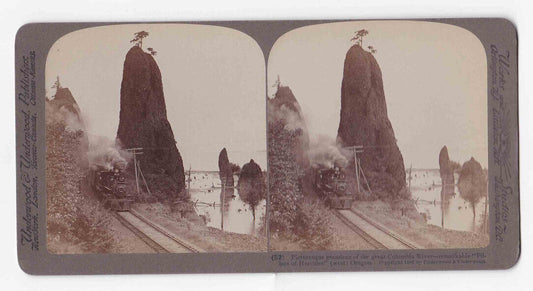 1902 Coal Train Passing Through Pillars Of Hercules, Oregon Stereo Card P372