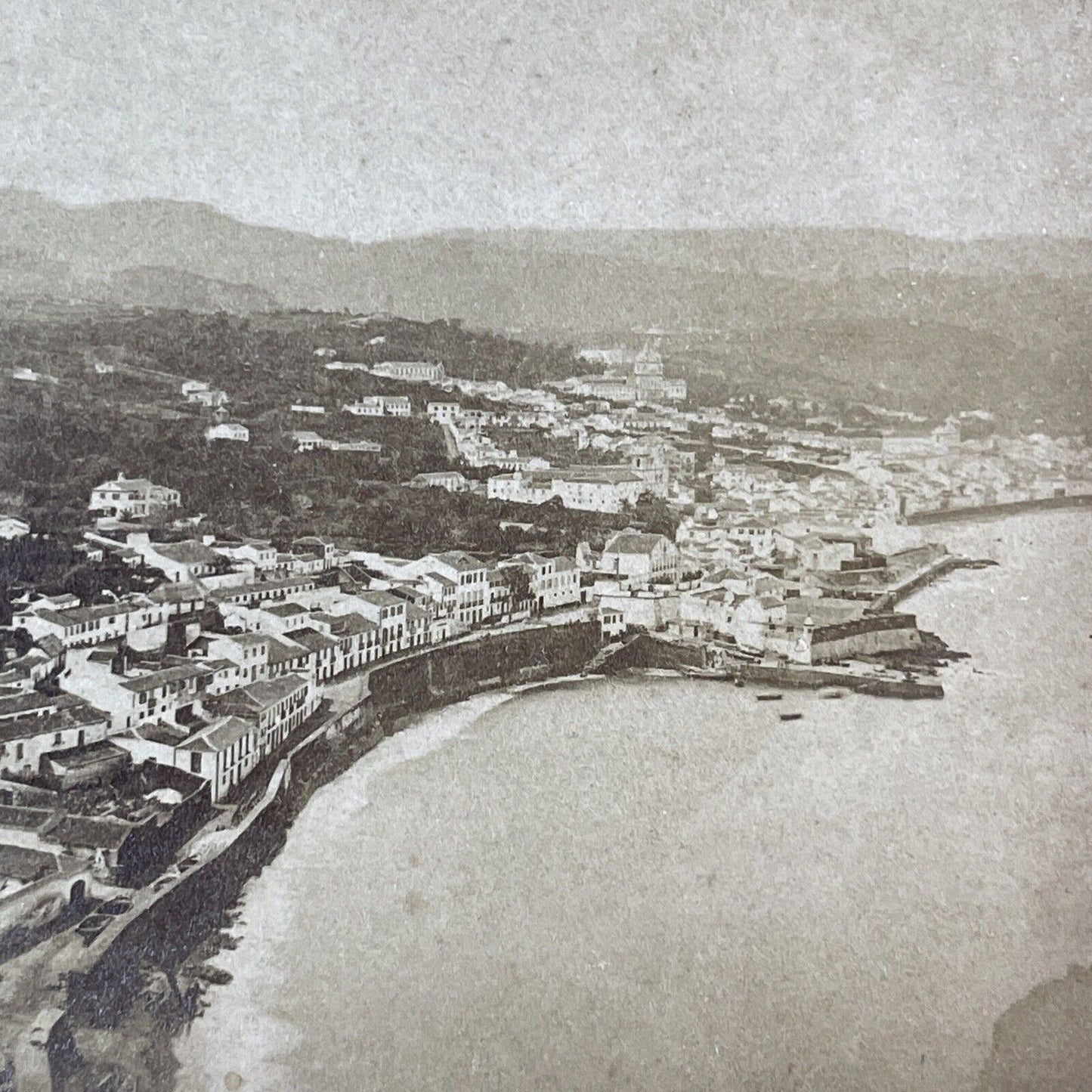 Faial Island Azores Portugal Stereoview City Of Horta Antique c1865 X1917